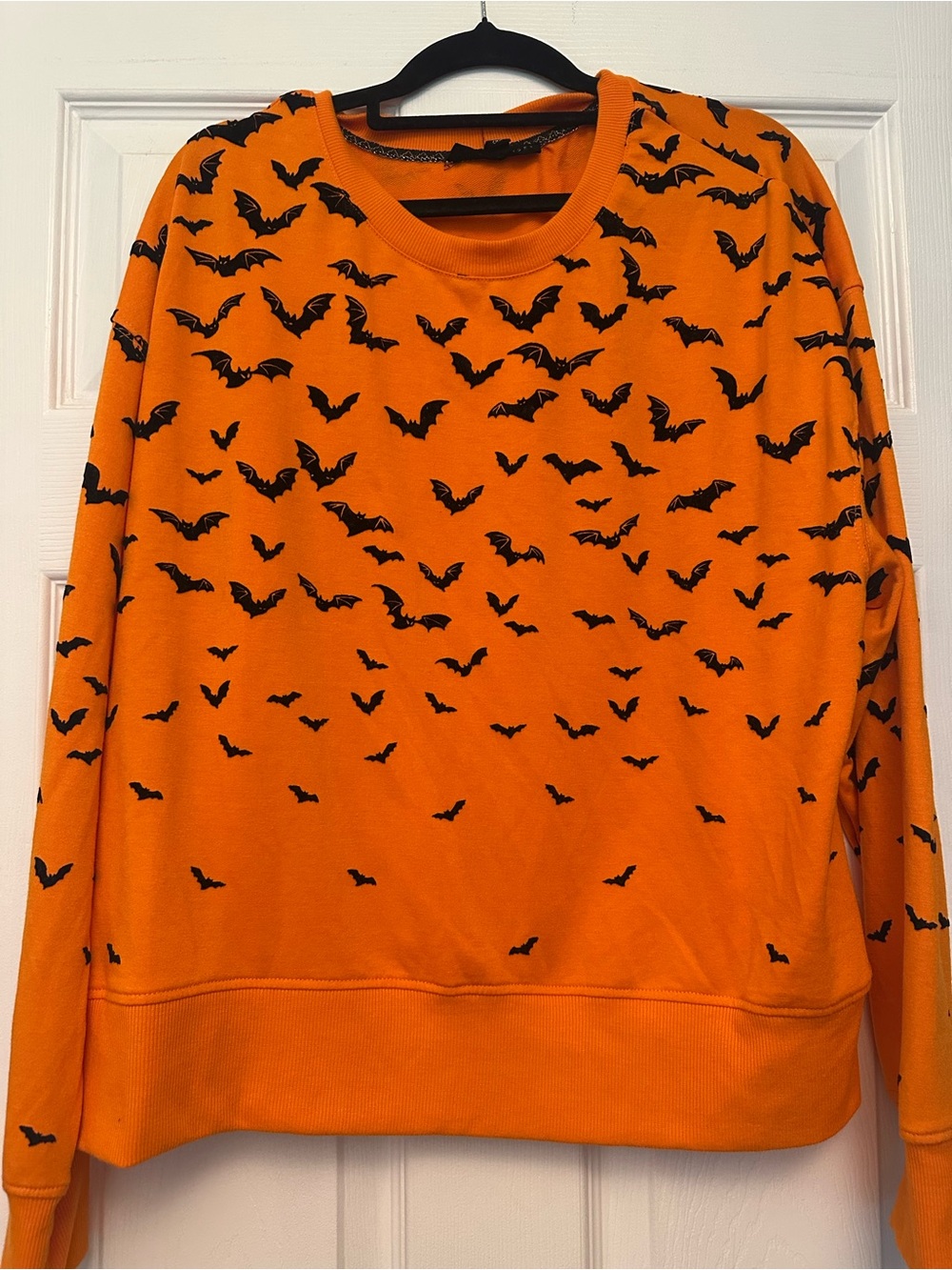 Women's Orange Bat-Print Crewneck Sweatshirt